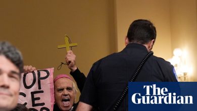 Protesters interrupt Noem hearing with Exorcist line: ‘The power of Christ compels you!’ | Kristi Noem Protesters interrupt Noem hearing with Exorcist line: ‘The power of Christ compels you!’ | Kristi Noem
